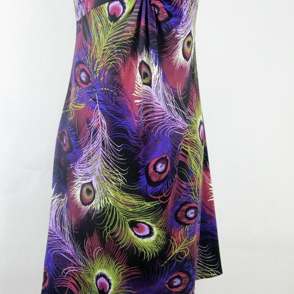 My Collection Sleeveless Dress Feather Pattern Blk - Picture 13 of 16